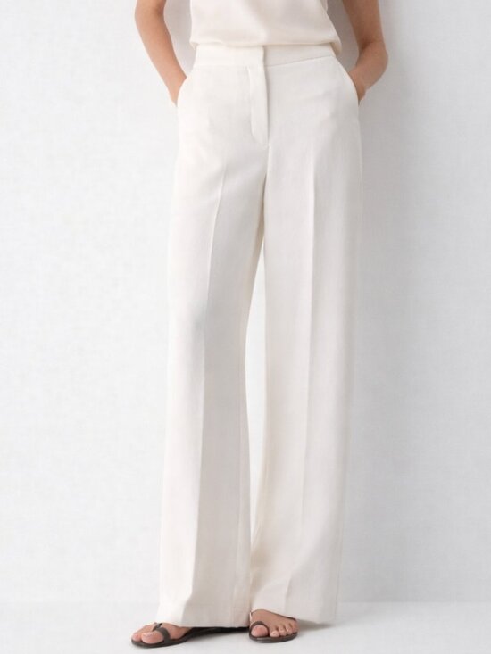 Aritzia Pants - Aritzia The Limitless Pant Crepette Wide Leg High Rise Light Birch Size 12